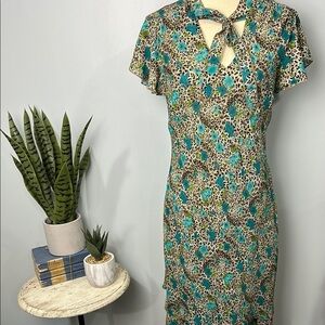 Vtg Amanda Lane Floral Animal Print Dress Size Large